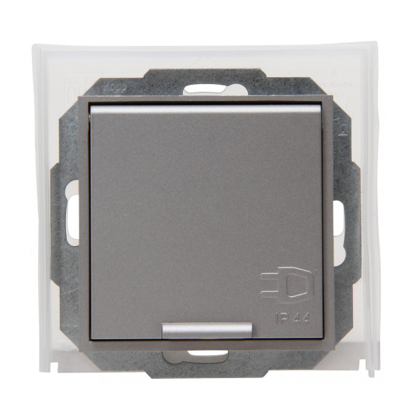 ATHENIS – Schutzkontakt-Steckdose mit Klappdeckel stahl