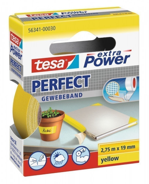 tesa® extra Power Perfect Gewebeband 2,75 m x 19 mm gelb
