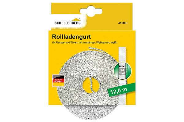 Schellenberg Rolladengurt MINI 14mm weiß L12m