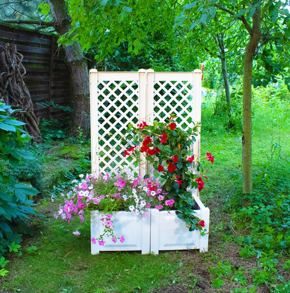 KHW Pflanzkasten mit Spalier 2er Set klein 43 cm weiß