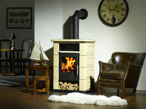 Kaminofen Wamsler KF 108 Montafon schwarz / Keramik Creme 7kW