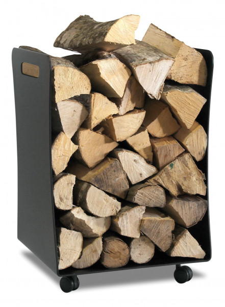 Holzkorb / Holzwagen Lienbacher fahrbar schwarz 39x39cm