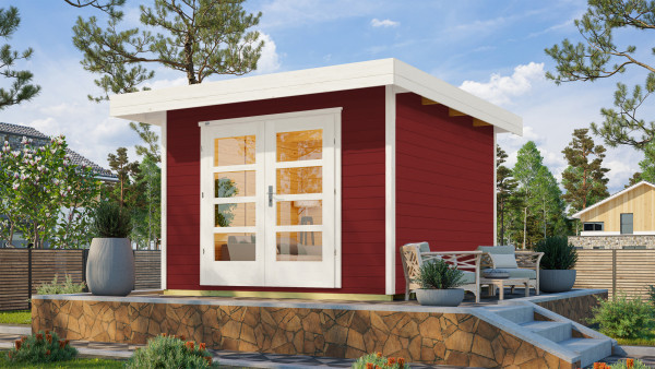 Weka Gartenhaus 28 mm Designhaus 126 Gr.2 rot 356x325cm VD 50cm
