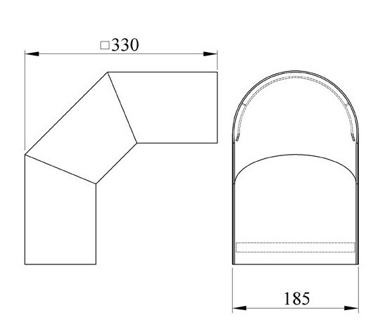 Hitzeschutz Rohrblende Winkel 90° Senotherm schwarz Ø 150 mm