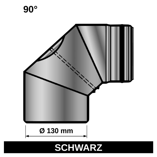 Ofenrohr / Rauchrohr Bogenknie 90° Ø130mm Senotherm schwarz mit Tür