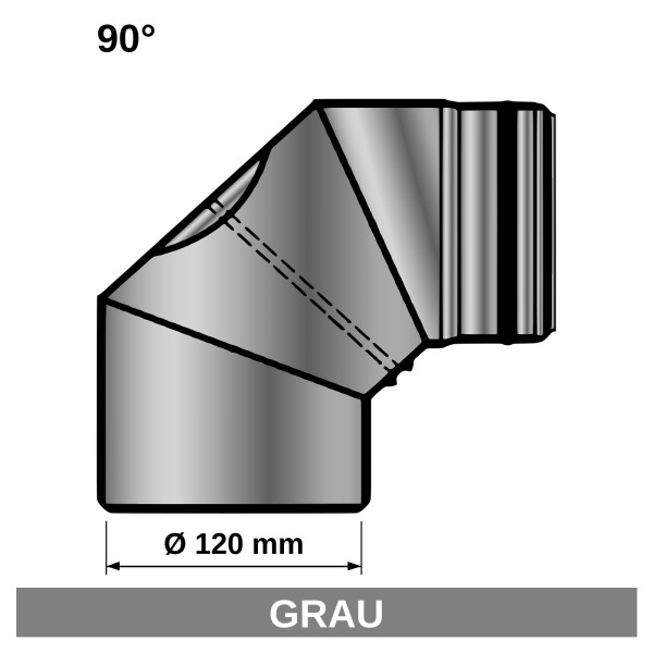 Ofenrohr Rauchrohr Bogenknie 90° Ø120mm Senotherm grau mit Tür