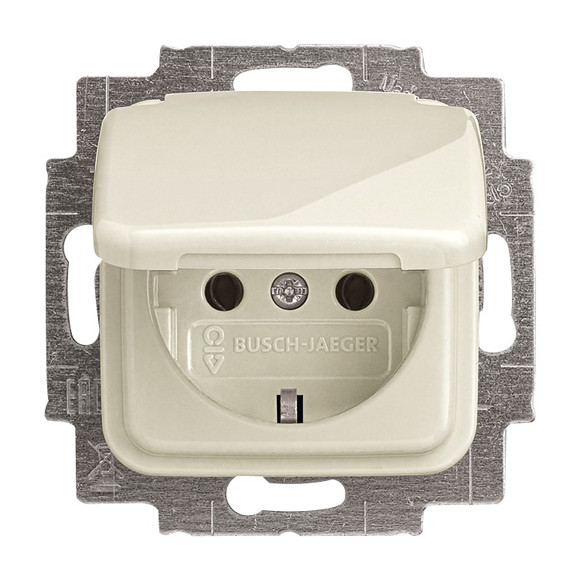Busch-Jaeger® Schuko® Steckdosen-Einsatz mit Klappdeckel weiß