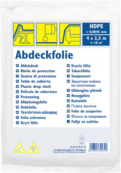 Malerfolie Abdeckfolie HDPE transparent 4x2,5m 10m²