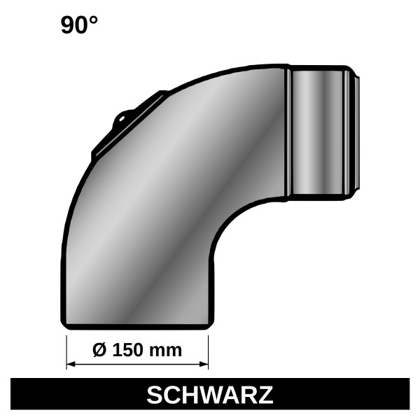 ediFire Ofenrohrbogen glatt 90° Ø 150 mm, mit Tür, schwarz