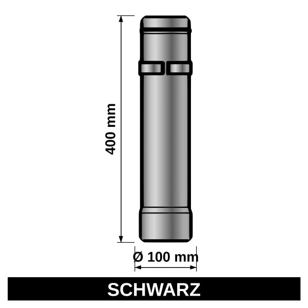 ediFire Teleskop-Ofenrohr Ø 100 mm, 400 mm, schwarz