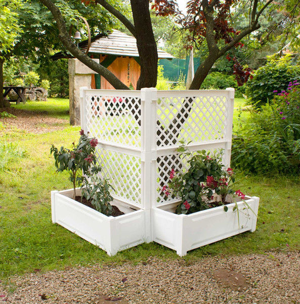 KHW Pflanzkasten groß mit Spalier 100 cm 2er Set weiß