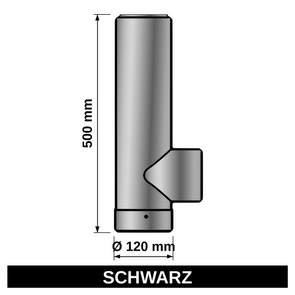 ediFire Ofenrohr-T-Stück mit Kapsel Ø 120 mm, 500 mm, schwarz