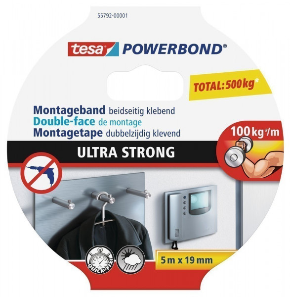 tesa® Powerbond Montageband Ulrta Strong 5 m x 19 mm