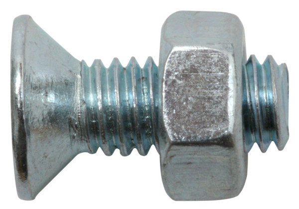 Senkschrauben M6 × 60 mm mit Mutter, PH, verzinkt, DIN 965, 6 Stück