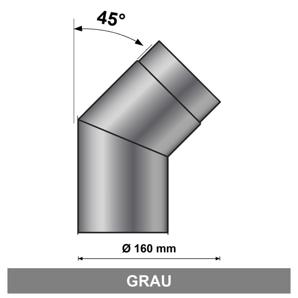 EdiFire Ofenrohrbogen 45° Ø 160 mm, grau
