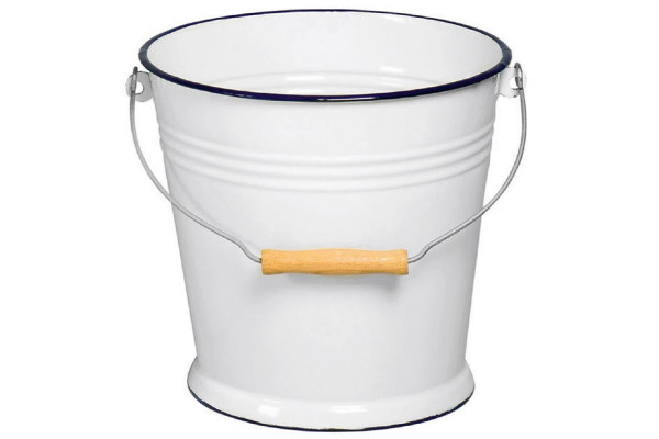 Karl Krüger Eimer 10 L 27 cm Ø 29 cm emailliert weiss