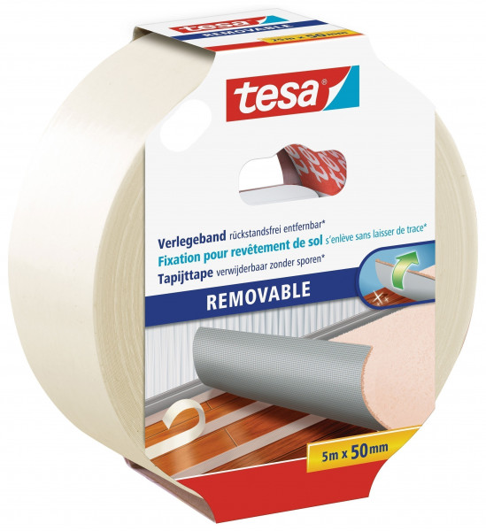 tesa Verlegeband REMOVABLE doppelseitiges Klebeband 5m:50mm