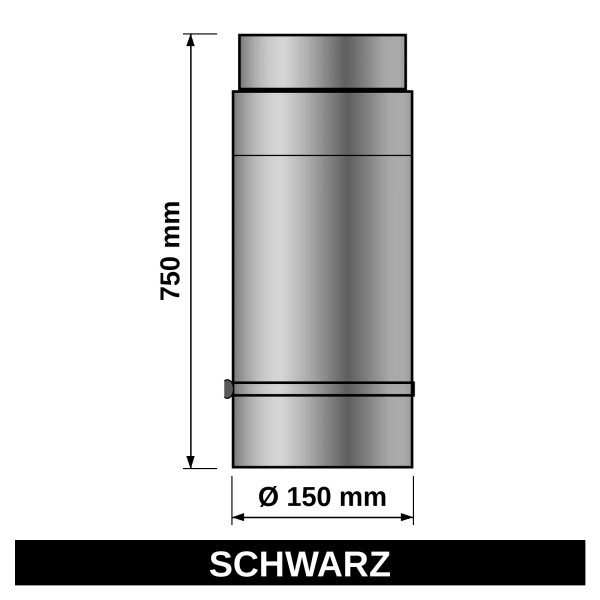 ediFire Teleskop-Ofenrohr Ø 150 mm, 750 mm, schwarz