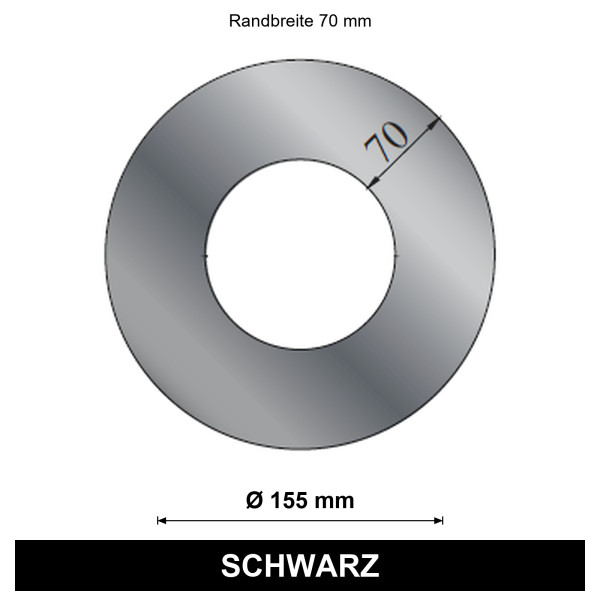 EdiFire Rosette Ø 155 mm, Rand 70 mm, schwarz