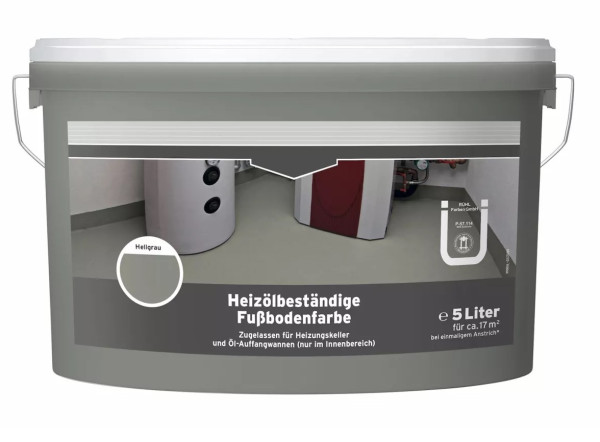 Profi Farben PROFI Heizölbeständige Fußbodenfarbe Hellgrau 5 Liter