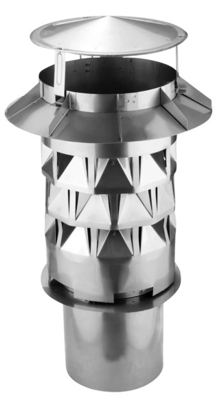 WINDKAT Kaminaufsatz V4A Edelstahl rund 180 mm Stutzen Ø 176 mm