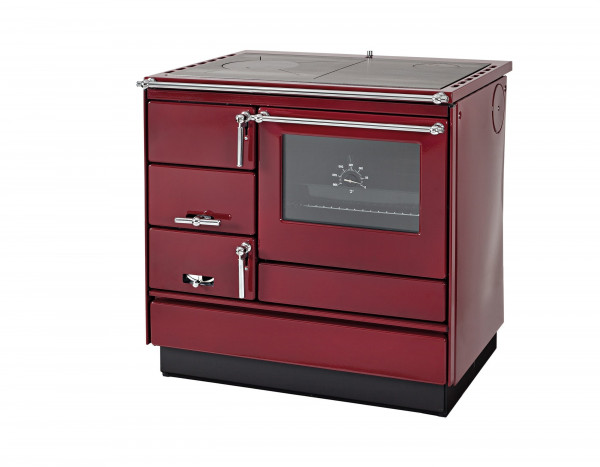 Küchenherd Holzherd Bartz HKK 80/60 Stahlplatte bordeaux Ans. rechts