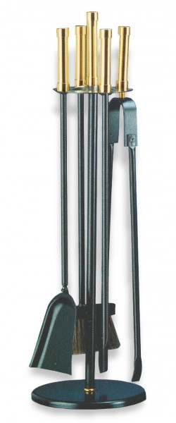 Kaminbesteck / Kamingarnitur Lienbacher schw. Messing 4tlg rund 68cm