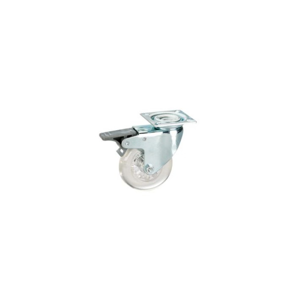 Lenkrolle 50 × 20 mm mit PU-Reifen, PP-Felge transparent, Gleitlager