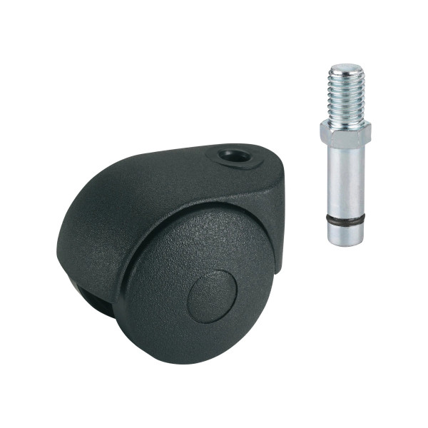 Doppelrolle, Kunststoff, schwarz, mit Gewindestift