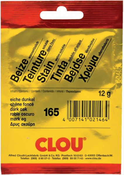 Clou Beize / Pulver-Beize wasserlöslich Nr. 165 eiche dunkel 10g