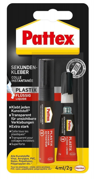 Pattex Sekundenkleber Plastix flüssig 4ml + 2g