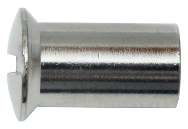 Hülsenmuttern M6 × 15 mm, Messing vernickelt, 4 Stück