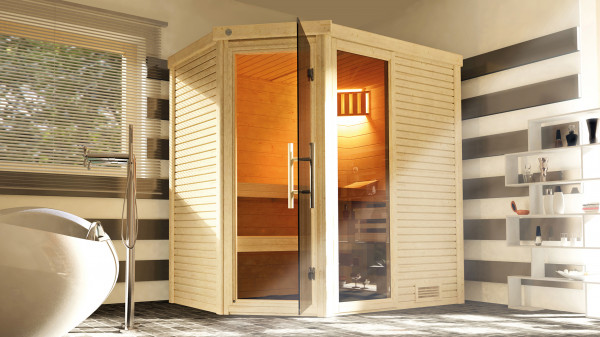 Weka Massivholz Elementsauna CUBILIS ECK Gr.1, All-In
