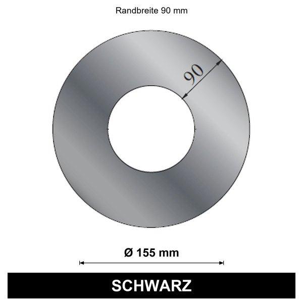 EdiFire Rosette Ø 155 mm, Rand 90 mm, schwarz
