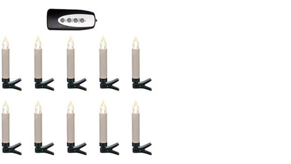 Kabellose Christbaumkerze 10er LED m. Fernbedienung