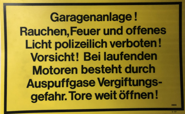 Verbotsschild Garagenanlage 400x250mm