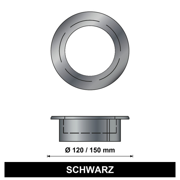 EdiFire Erweiterung 120 auf 150 mm mit Rosette, schwarz