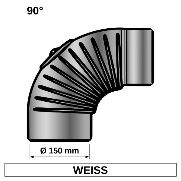 ediFire Ofenrohrbogen gerippt 90° Ø 150 mm, mit Tür, weiß