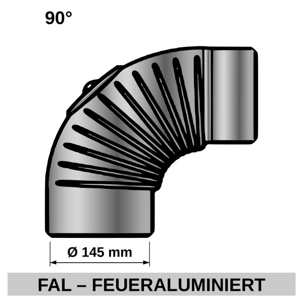 ediFire Ofenrohrbogen 90° Ø 145 mm, mit Tür, feueraluminiert