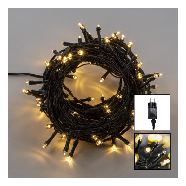 Lichterkette mit 100 warmweißen LEDs für den Aussengebrauch Timer