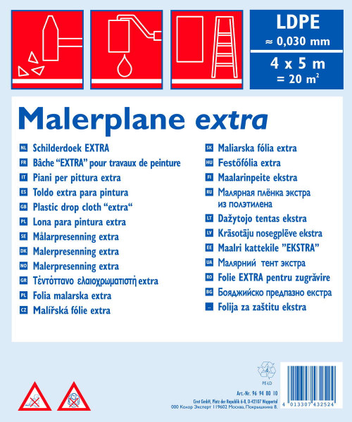 Malerplane extra LDPE 30my transparent 4x5m 20m²
