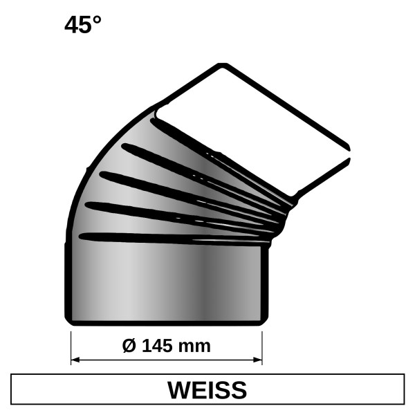ediFire Ofenrohrbogen gerippt 45° Ø 145 mm, weiß