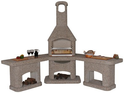 Wellfire Grillkamin / Außenküche Nova Eckversion braun je 188cm