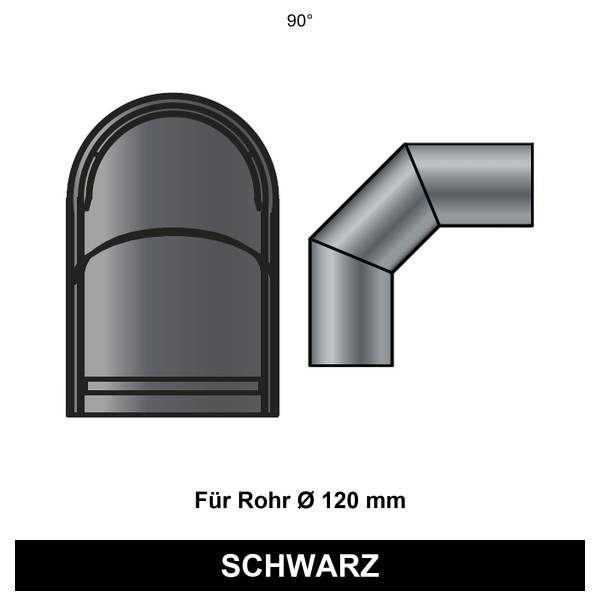 EdiFire Doppel-Hitzeschutz für 90°-Bogen Ø 120 mm, schwarz