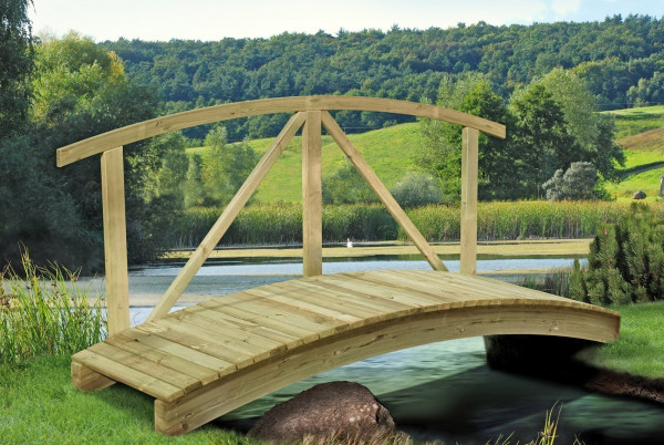 Teichbrücke Kiefernholz 80 x 240 cm