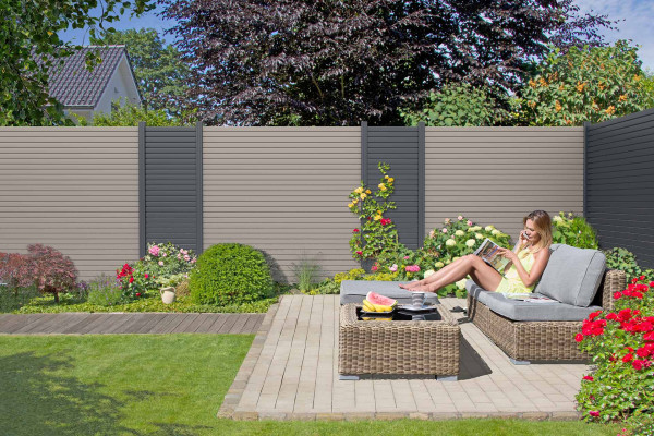 EASY-ROM Alu-Rhombuszaun Terragrau, 90 x 180 cm