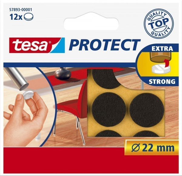 tesa® Protect Filzgleiter rund 22 mm braun 12 Stück