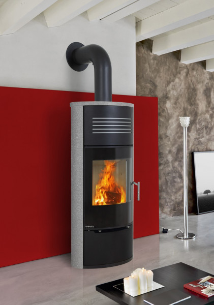 Kaminofen Bartz Sölden raumluftunabhängig Naturstein silvergrey 7kW