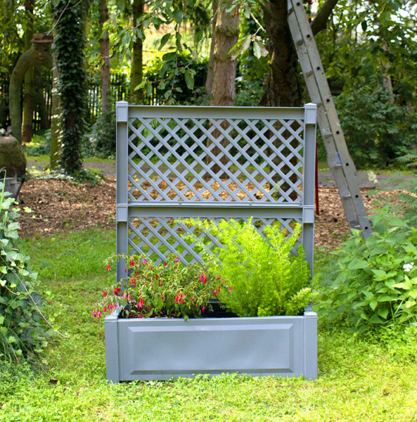 KHW Pflanzkasten gross mit Spalier 100 cm grau