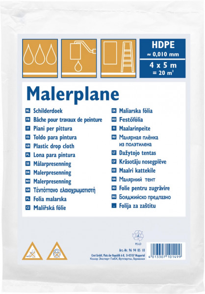 Malerplane Abdeckplane HDPE 10my 4x5m 20m²